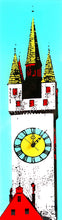Straubing Stadtturm-Wanduhr Türkis