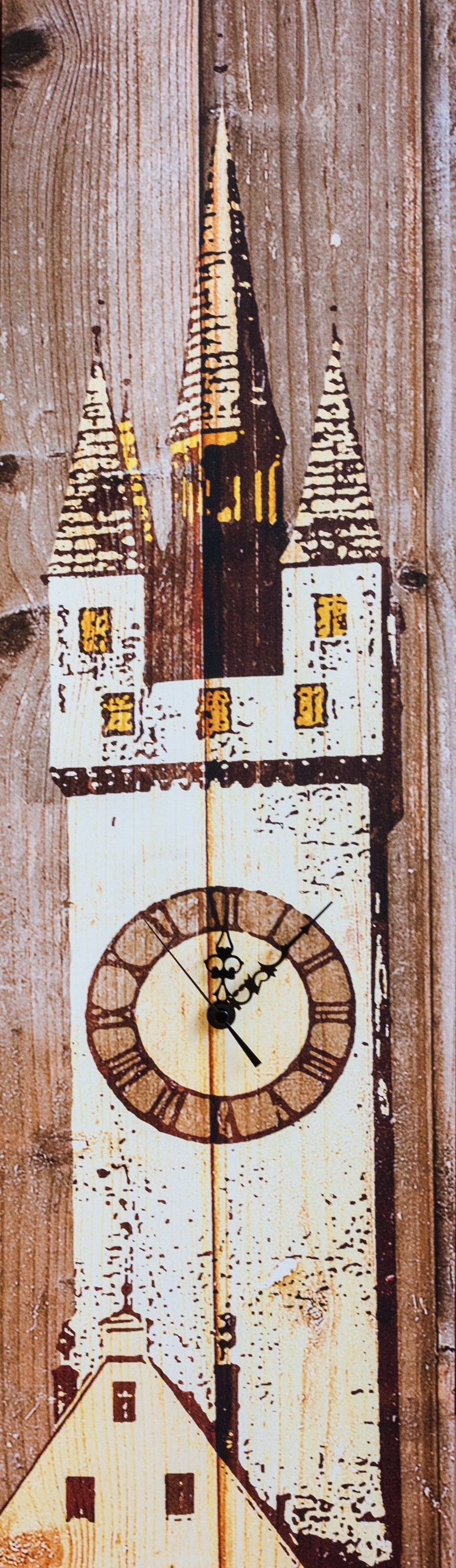 Straubing Stadtturm-Wanduhr Holz